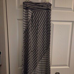 Black and White Striped Maxi Skirt